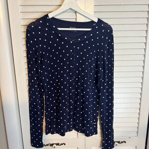 TOMMY HILFIGER PRIMA COTTON POLKA DOT ACADEMIA PREPPY BUTTON UP CARDIGAN SZ S